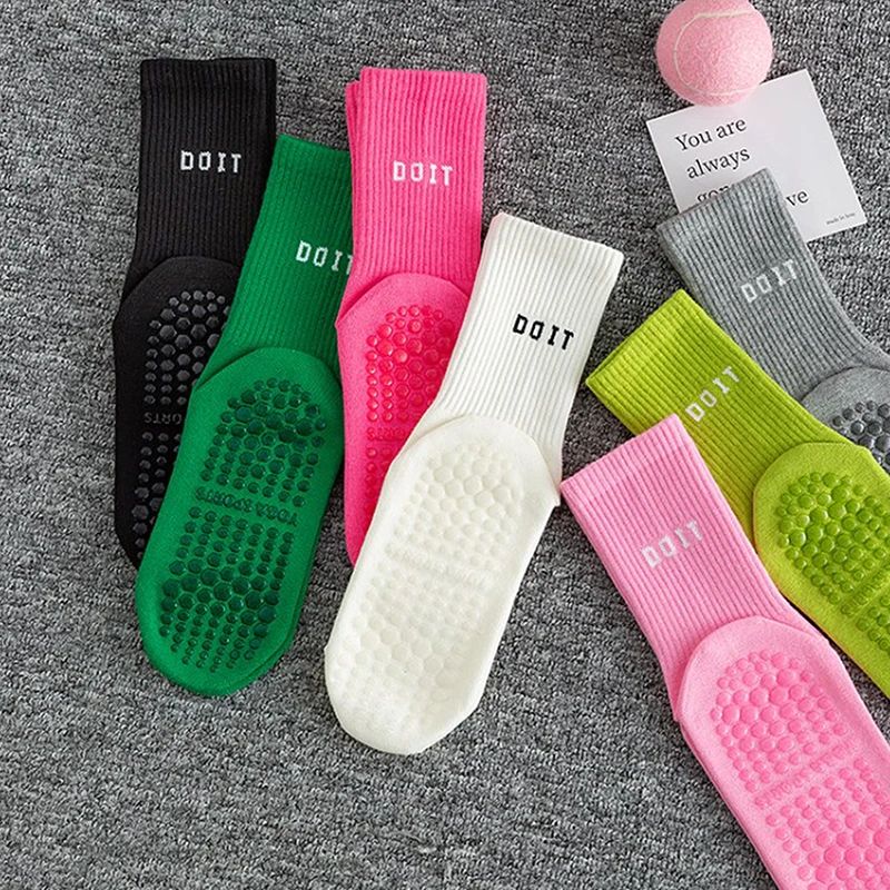 Pilates Yoga Training - 3Pairs Cotton Breathable Mid-calf Yoga Socks