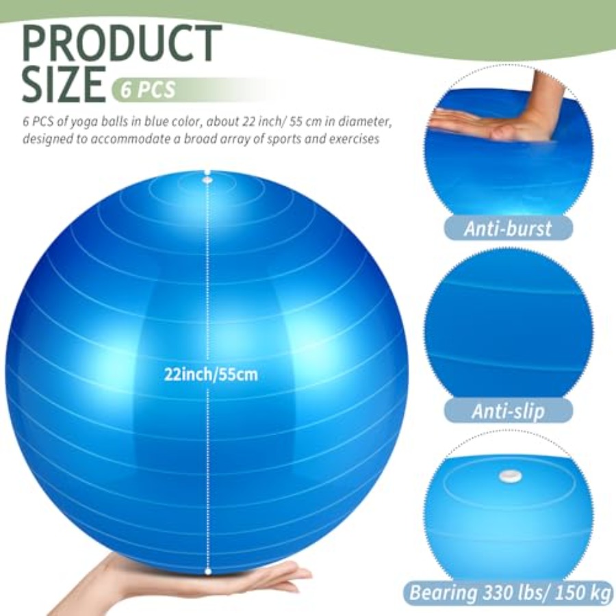 6 Pack Exercise Ball Bulk Infl - Pilates Yoga Ball Exercises avis et prix